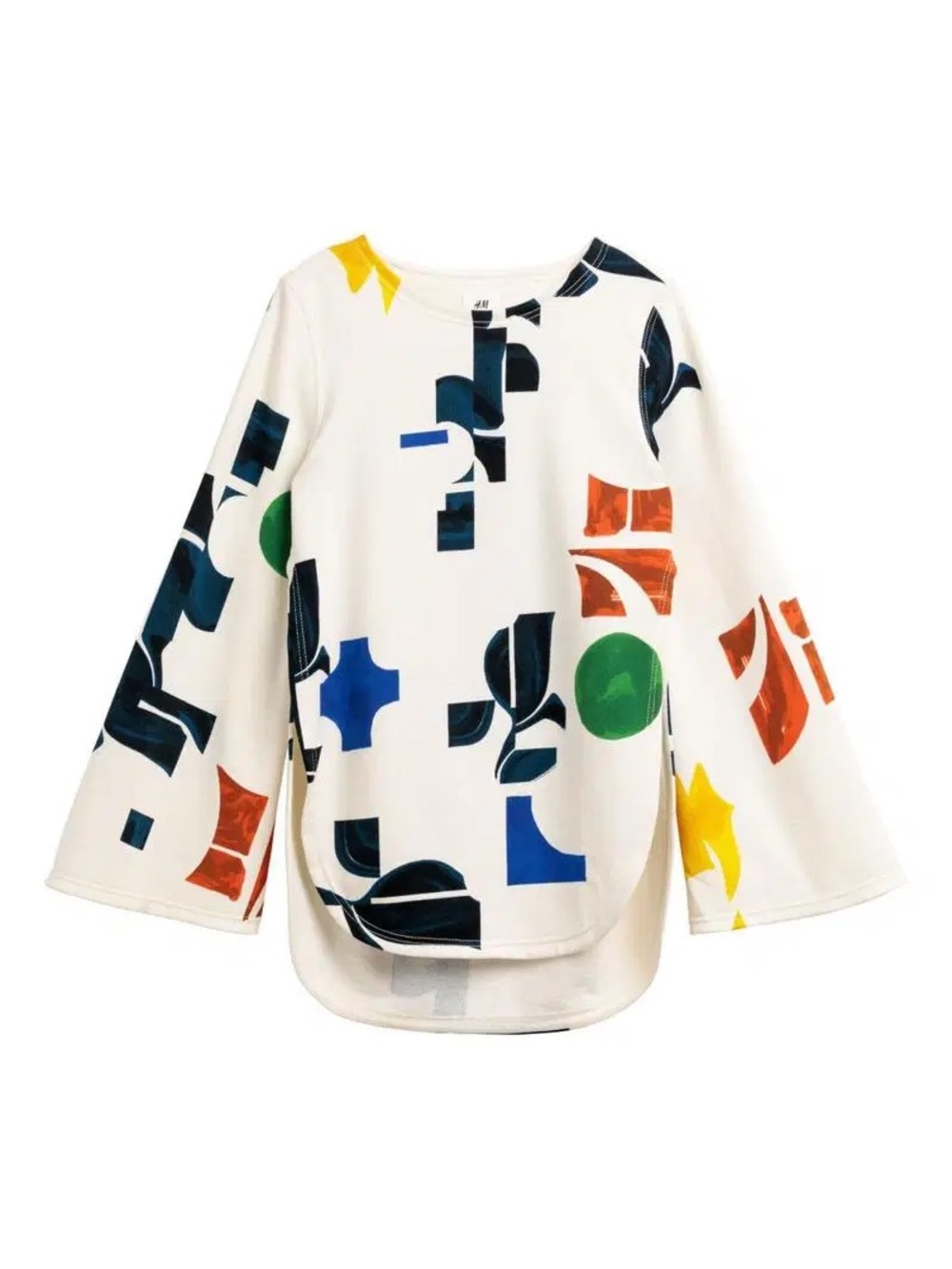 H&M Studio 2018 Long-Sleeve Tee sweatshirt with Multicolor Abstract Print Size 6